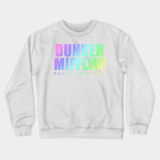 Rainbow Dunder Mifflin Logo from The Office white background Crewneck Sweatshirt